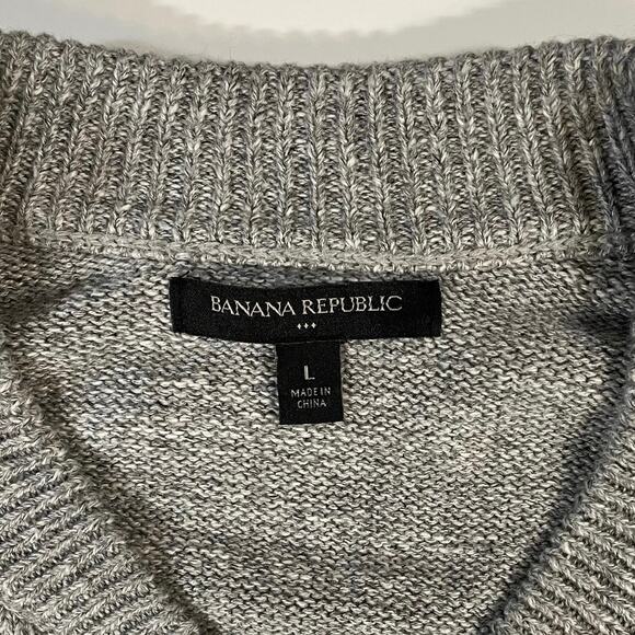 Banana Republic Men’s Sz L Gray Zip Cardigan Sweater 100% Cotton Natural fiber - Picture 2 of 9